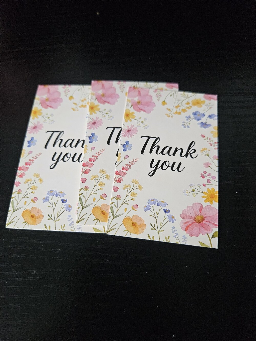 Beige And Floral Thank You Cards